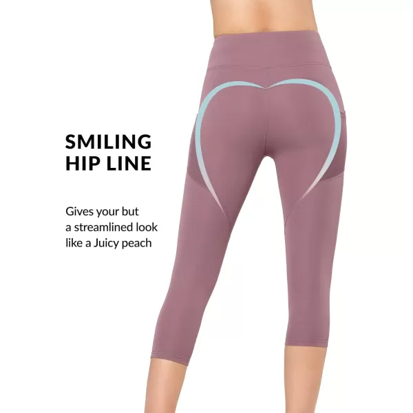 Yvette Capri Leggings for Women with Pockets High Waisted Tummy Control Workout Yoga Pants Buttery SoftPurple