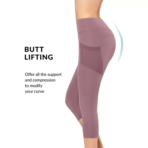 Yvette Capri Leggings for Women with Pockets High Waisted Tummy Control Workout Yoga Pants Buttery SoftPurple