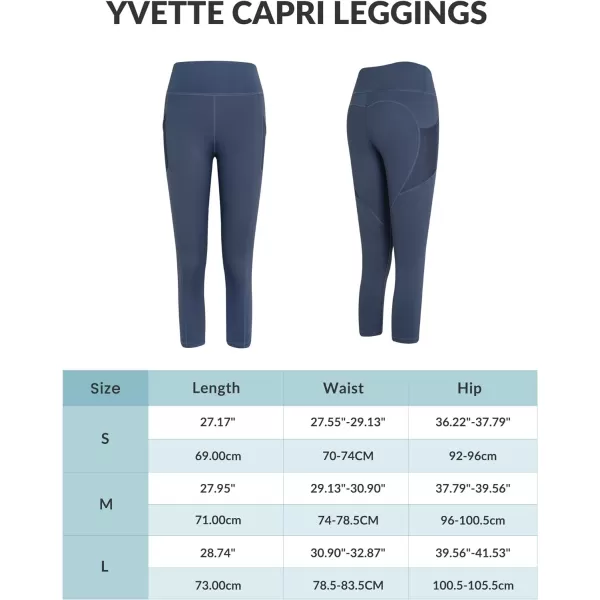 Yvette Capri Leggings for Women with Pockets High Waisted Tummy Control Workout Yoga Pants Buttery SoftSea Blue