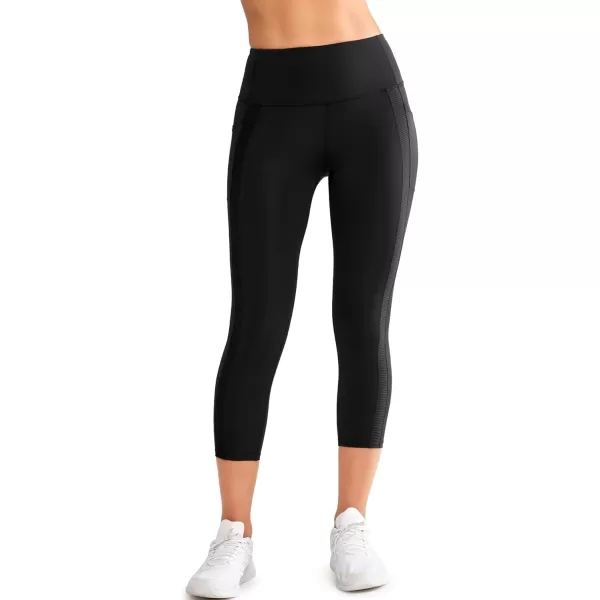 Yvette Capri Leggings with Pockets for Women Tummy Control Workout Leggings High Waisted Butt Lifting Running TightsBlack