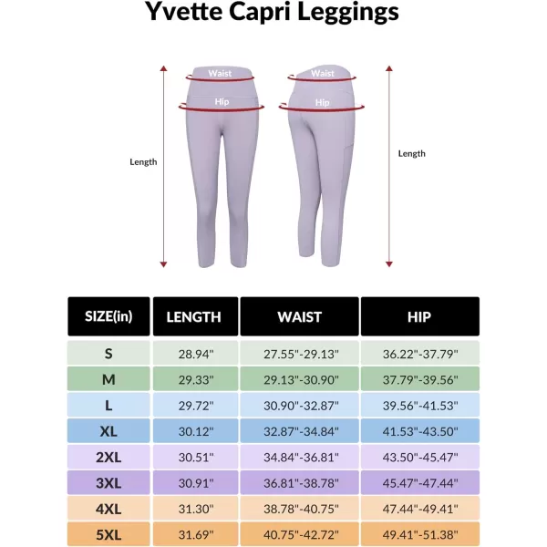 Yvette Capri Leggings with Pockets for Women Tummy Control Workout Leggings High Waisted Butt Lifting Running TightsPurple