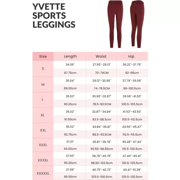 Yvette Fleece Lined Leggings with Pockets Women Lightweight Thermal Workout Running Yoga Pants High WaistedBurgundy