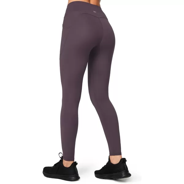 Yvette Fleece Lined Leggings with Pockets Women Lightweight Thermal Workout Running Yoga Pants High WaistedPurple
