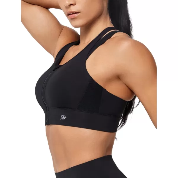 Yvette High Impact Sports Bra YBack High Support Workout Sports Bras for WomenBlack