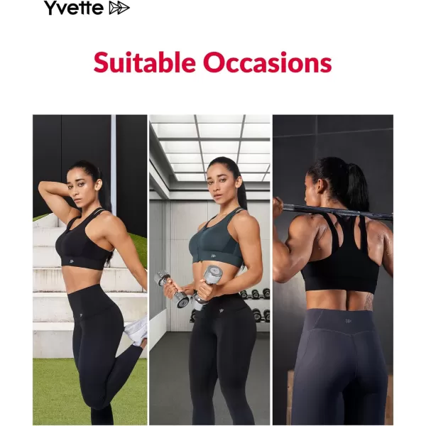 Yvette High Impact Sports Bra YBack High Support Workout Sports Bras for WomenNavy