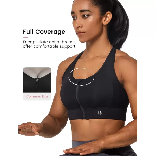 Yvette High Impact Sports Bra for Women Full Coverage High Support Racer Back Sports Bras for Plus SizeBlack