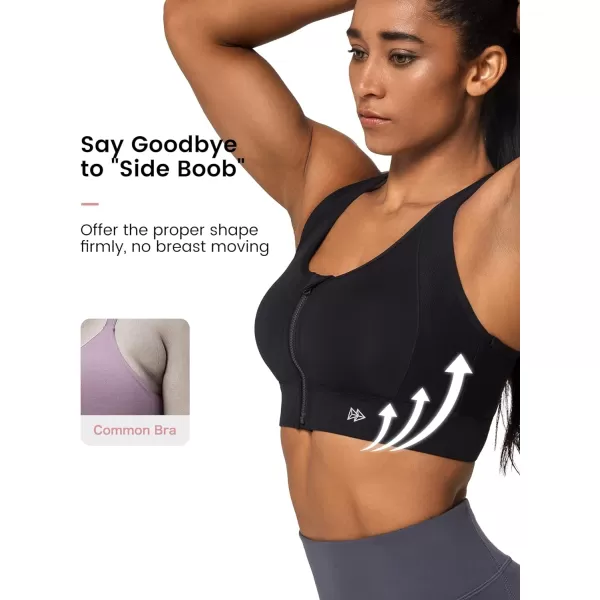 Yvette High Impact Sports Bra for Women Full Coverage High Support Racer Back Sports Bras for Plus SizeBlack