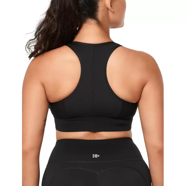 Yvette High Impact Sports Bra for Women Full Coverage High Support Racer Back Sports Bras for Plus SizeBlack