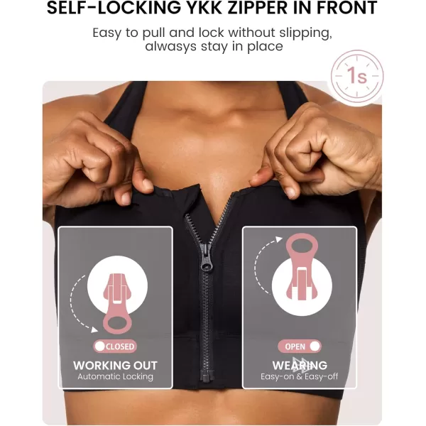 Yvette High Impact Sports Bra for Women Full Coverage High Support Racer Back Sports Bras for Plus SizeBlack