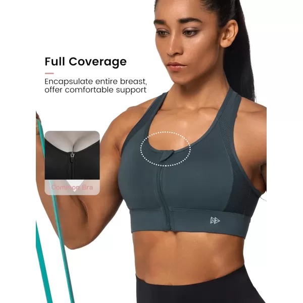 Yvette High Impact Sports Bra for Women Full Coverage High Support Racer Back Sports Bras for Plus SizeNavy