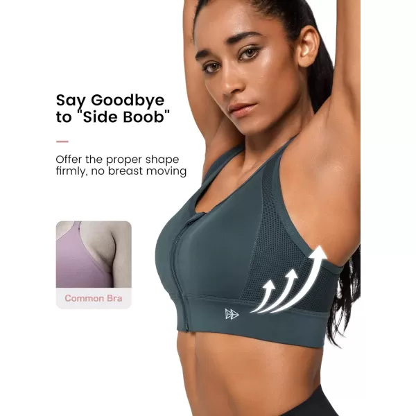 Yvette High Impact Sports Bra for Women Full Coverage High Support Racer Back Sports Bras for Plus SizeNavy