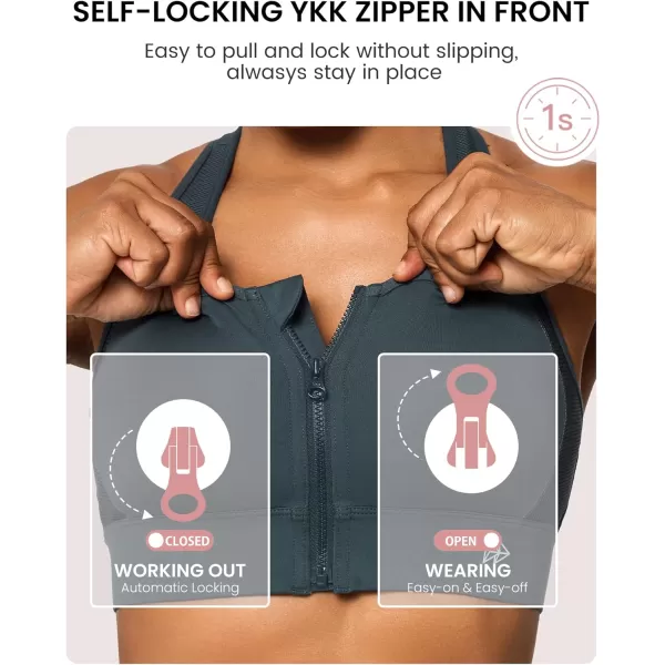 Yvette High Impact Sports Bra for Women Full Coverage High Support Racer Back Sports Bras for Plus SizeNavy