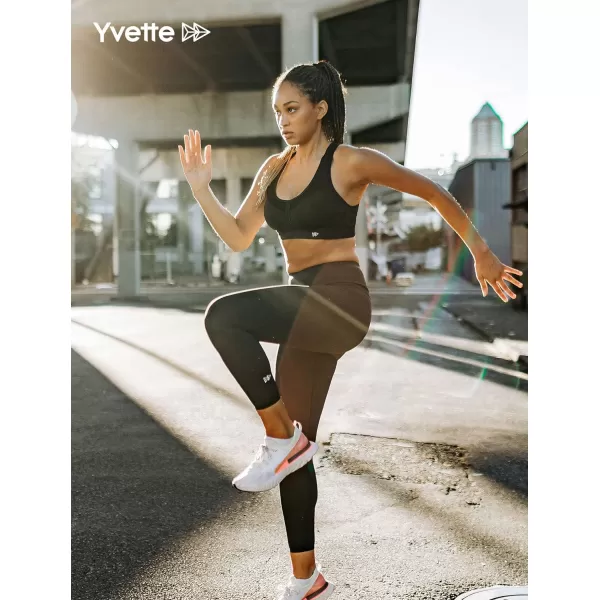 Yvette High Impact Sports Bra for Women High Support Adjustable Straps Running Workout Bra for Large BustBlack