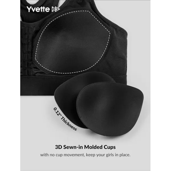 Yvette High Impact Sports Bra for Women High Support Adjustable Straps Running Workout Bra for Large BustBlack