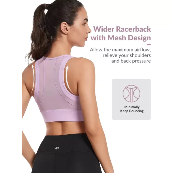 Yvette High Impact Sports Bras for Women Large Bust High Support Zip Front Closure Sports Bra for RunningPurple