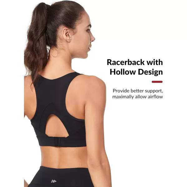 Yvette High Impact Sports Bras for Women Large Bust Supportive Molded Cup Sports Bra High Support for RunningBlack