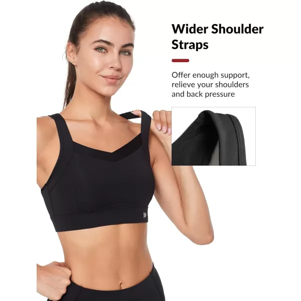 Yvette High Impact Sports Bras for Women Large Bust Supportive Molded Cup Sports Bra High Support for RunningBlack