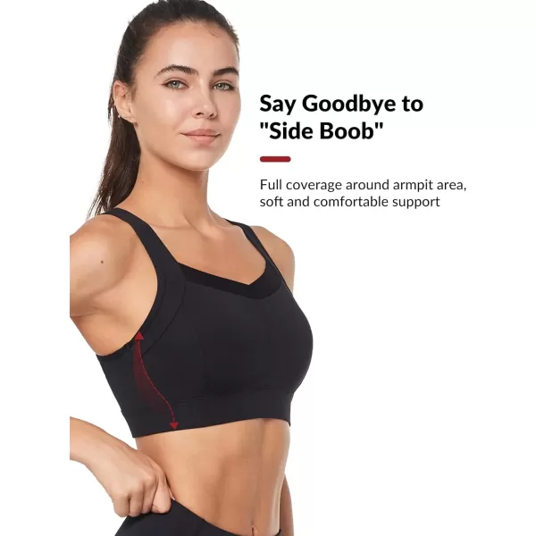 Yvette High Impact Sports Bras for Women Large Bust Supportive Molded Cup Sports Bra High Support for RunningBlack