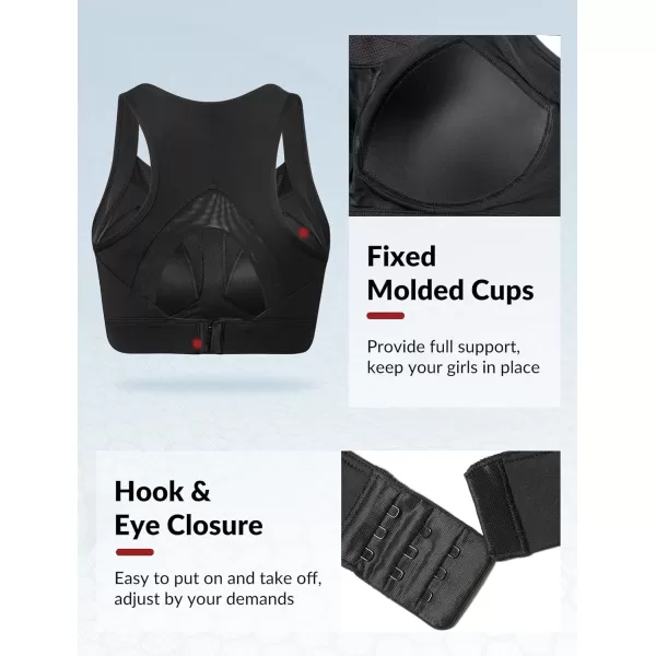Yvette High Impact Sports Bras for Women Large Bust Supportive Molded Cup Sports Bra High Support for RunningBlack