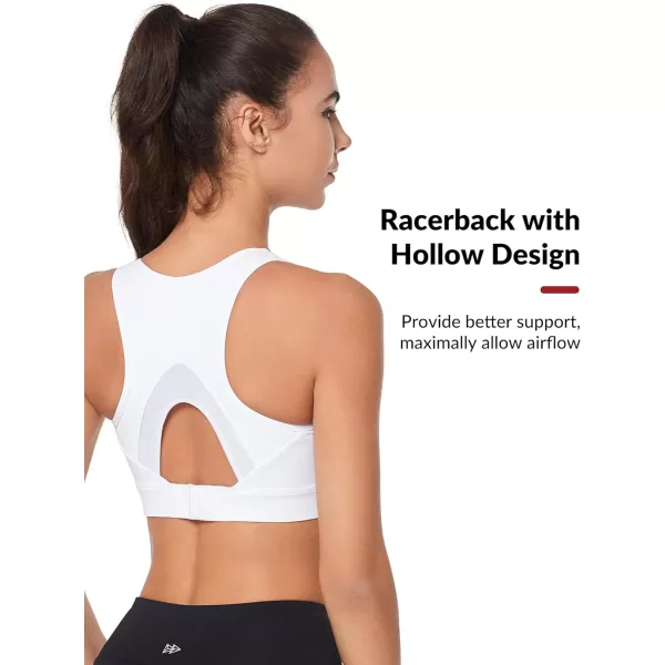 Yvette High Impact Sports Bras for Women Large Bust Supportive Molded Cup Sports Bra High Support for RunningWhite