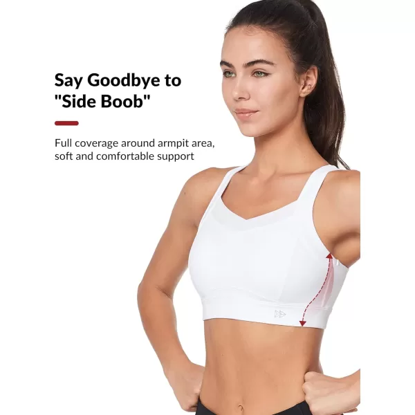 Yvette High Impact Sports Bras for Women Large Bust Supportive Molded Cup Sports Bra High Support for RunningWhite