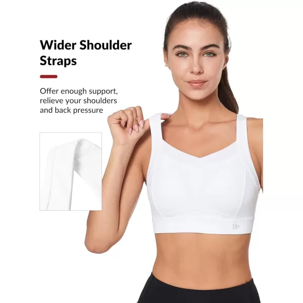 Yvette High Impact Sports Bras for Women Large Bust Supportive Molded Cup Sports Bra High Support for RunningWhite