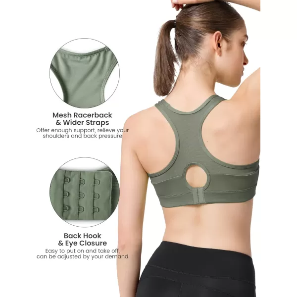 Yvette High Impact Sports Bras for Women Plus Size Racerback Workout Medium Support Sports Bra for Running FitnessLight Green