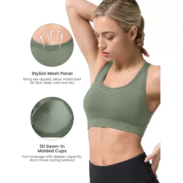 Yvette High Impact Sports Bras for Women Plus Size Racerback Workout Medium Support Sports Bra for Running FitnessLight Green