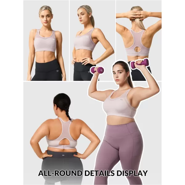 Yvette High Impact Sports Bras for Women Plus Size Racerback Workout Medium Support Sports Bra for Running FitnessPink