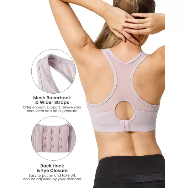 Yvette High Impact Sports Bras for Women Plus Size Racerback Workout Medium Support Sports Bra for Running FitnessPink