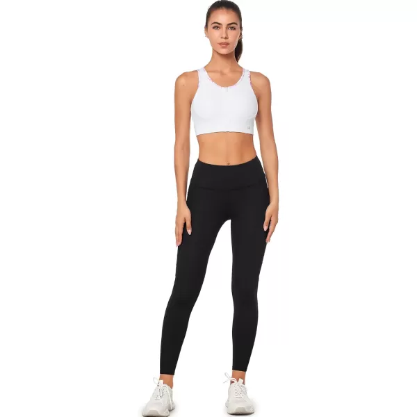 Yvette High Impact Sports Bras for Women Zip Front Floral Racerback Plus Size High Support Bra for Large BustsPink
