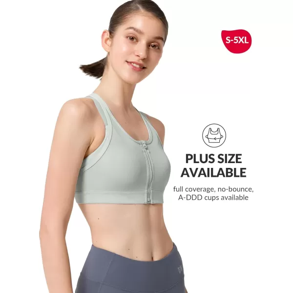 Yvette High Impact Women Sports Bra Front Closure Double Deck Mesh Running Bra for Plus Size for Plus SizeGrey