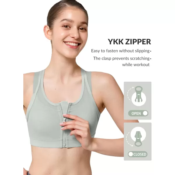 Yvette High Impact Women Sports Bra Front Closure Double Deck Mesh Running Bra for Plus Size for Plus SizeGrey