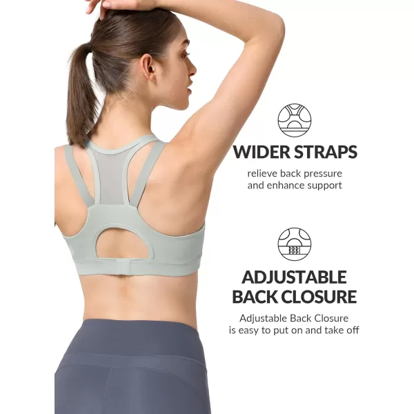 Yvette High Impact Women Sports Bra Front Closure Double Deck Mesh Running Bra for Plus Size for Plus SizeGrey
