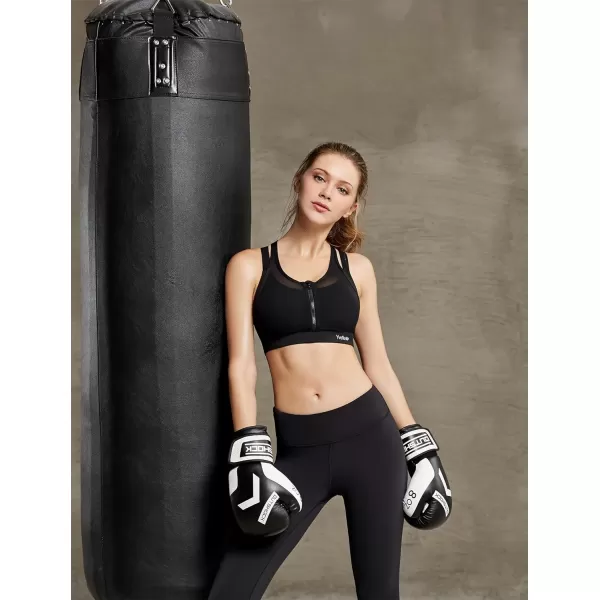 Yvette High Impact Women Sports Bra Front Closure Double Deck Mesh Running Bra for Plus Size for Plus SizeLight Green