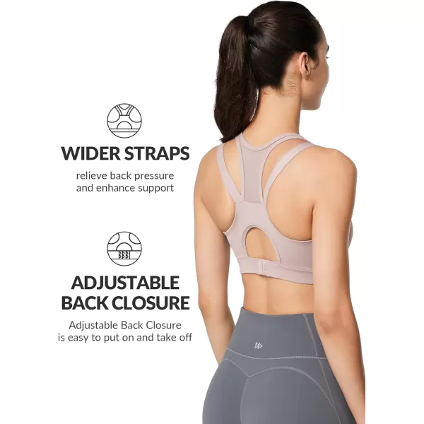 Yvette High Impact Women Sports Bra Front Closure Double Deck Mesh Running Bra for Plus Size for Plus SizePastel Pink
