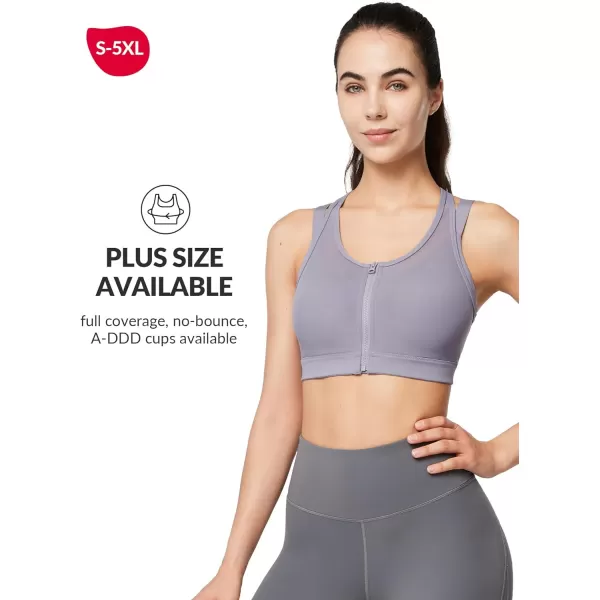 Yvette High Impact Women Sports Bra Front Closure Double Deck Mesh Running Bra for Plus Size for Plus SizeViolet