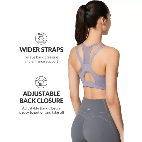 Yvette High Impact Women Sports Bra Front Closure Double Deck Mesh Running Bra for Plus Size for Plus SizeViolet