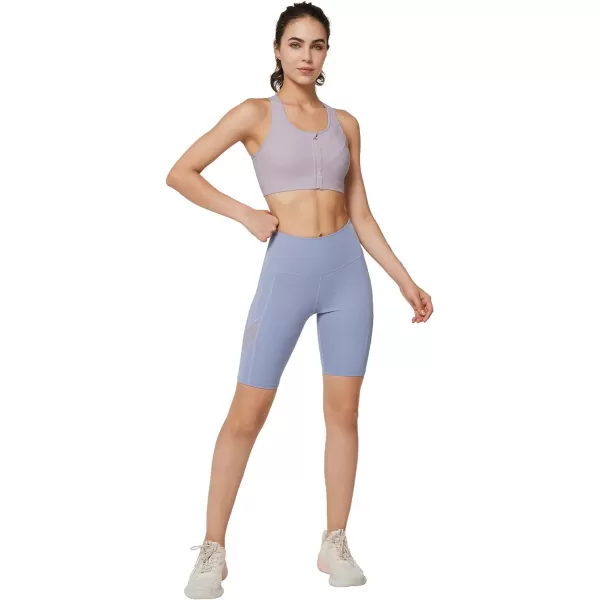 Yvette High Impact Zip Front Closure Sports Bras Support for Large Bust Women Supportive ComfortableLight Purple