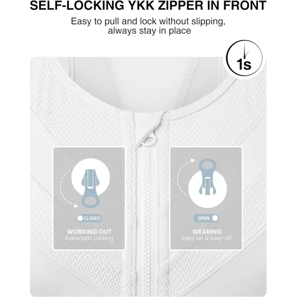 Yvette High Impact Zip Front Closure Sports Bras Support for Large Bust Women Supportive ComfortableWhite