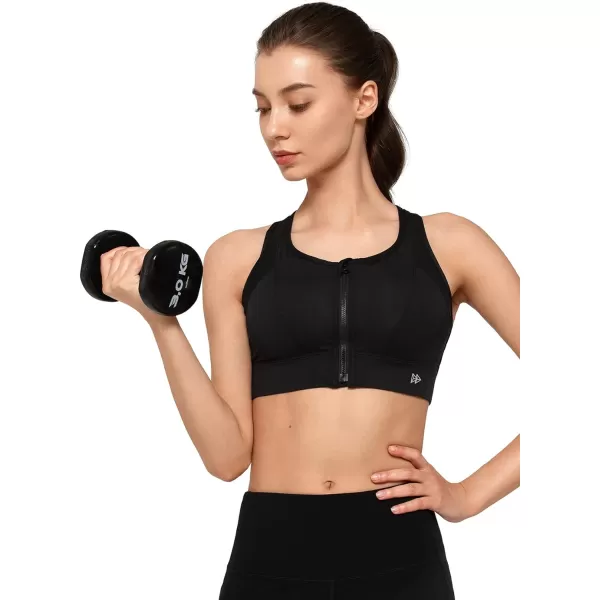 Yvette High Impact Zip Front Sports Bra Mesh Racerback Workout High Support Sports Bras for Women Large BreastsLight Green
