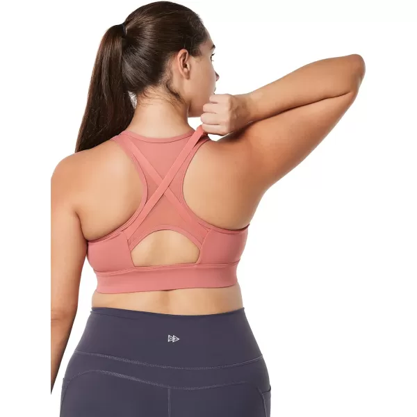 Yvette High Impact Zip Front Sports Bra Mesh Racerback Workout High Support Sports Bras for Women Large BreastsRose Red