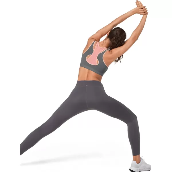 Yvette High Support Sports Bras for Women Double Deck Straps High Impact Mesh Zip Front Sports Bra for RunningGrey Pink
