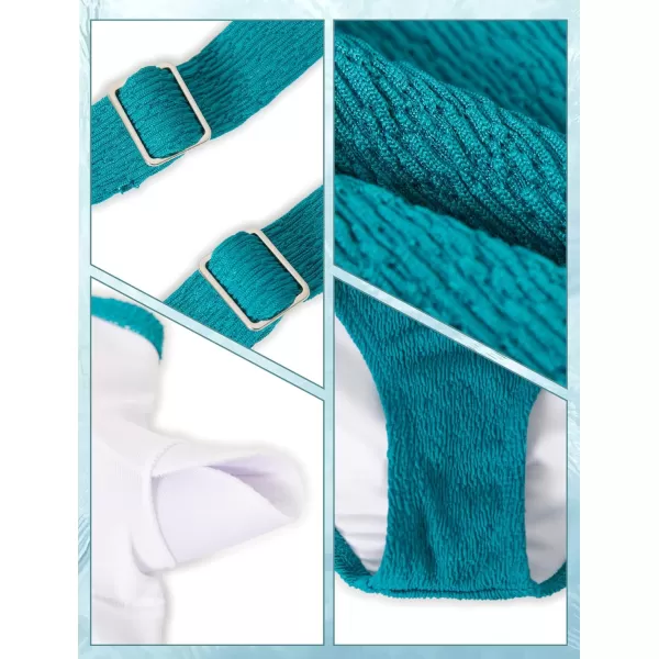 Yvette High Waisted Bikini Set 2 Piece Bathing Suit for Women Tummy Control Summer Swimwear BeachwearBlue