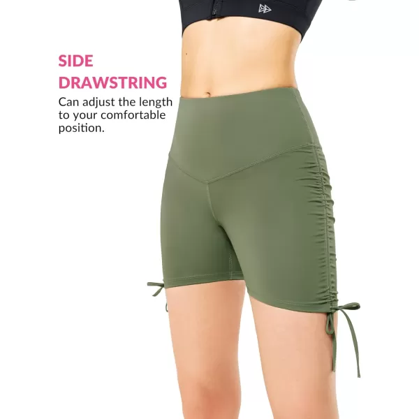 Yvette Lace Up Yoga Shorts for Women Stretch Gym Workout Booty Shorts Tummy Control with Drawstring Fitness RunningGreen