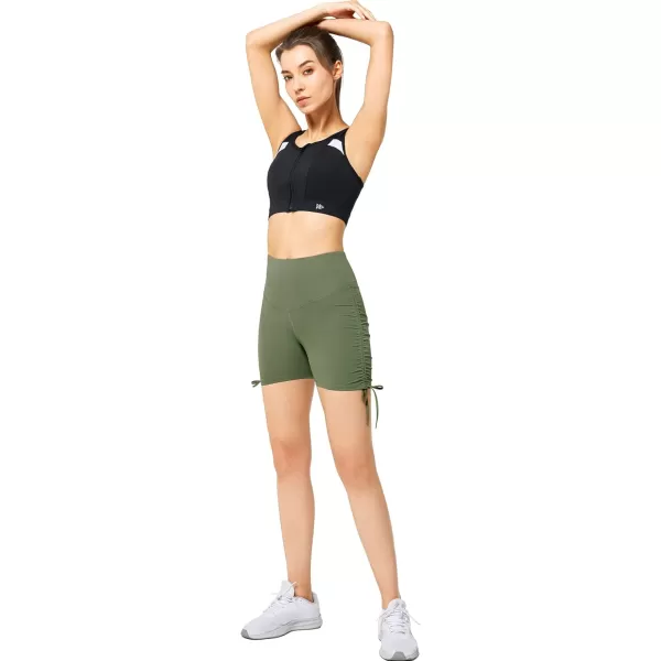 Yvette Lace Up Yoga Shorts for Women Stretch Gym Workout Booty Shorts Tummy Control with Drawstring Fitness RunningGreen