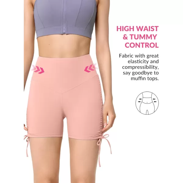 Yvette Lace Up Yoga Shorts for Women Stretch Gym Workout Booty Shorts Tummy Control with Drawstring Fitness RunningPink