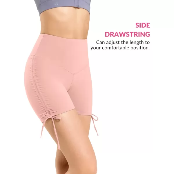Yvette Lace Up Yoga Shorts for Women Stretch Gym Workout Booty Shorts Tummy Control with Drawstring Fitness RunningPink