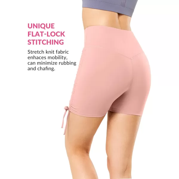 Yvette Lace Up Yoga Shorts for Women Stretch Gym Workout Booty Shorts Tummy Control with Drawstring Fitness RunningPink