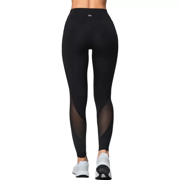 Yvette Leggings for Women with Pockets Butt Lift High Waisted Tummy Control Buttery Soft Mesh Panel Workout RunningStyle 1  Black